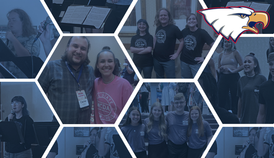 Photo collage of LHS students singing